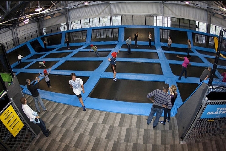 The Matrix, 42 conjoined trampolines in House of Air, a trampoline park in San Francisco, California